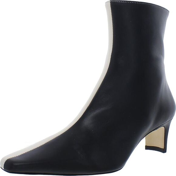 STAUD Shoes - STAUD Womens Wally B/W Leather Squared Toe Zipper Ankle Boots Shoes NWT